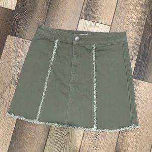 Olive Skirt with Fringe